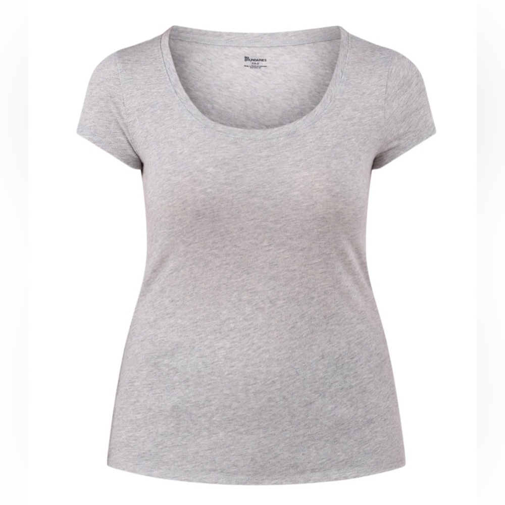 NO BOUNDARIES Womens T-Shirt Size Medium 8-10 Scoop Neck Gray New